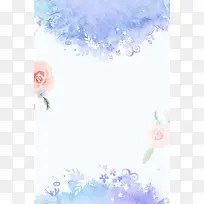 蓝色花卉海报背景素材
