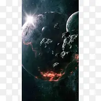科幻世界末日地球爆炸H5背景