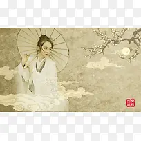 中国风古装美女海报背景