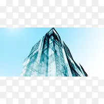 高楼科技科幻青色建筑海报背景
