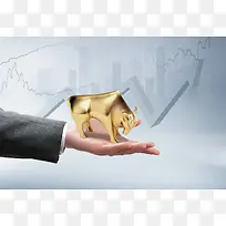 把握牛市投资海报背景psd