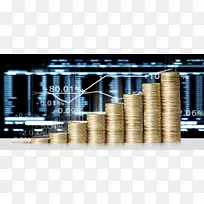 一堆金币商务图表科技背景