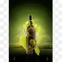 大气红酒宣传绿色背景素材