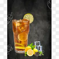 冰柠檬红茶冰爽夏日下午茶海报