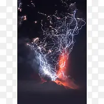 大气火山爆发闪电质感插图