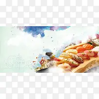 日本海鲜餐饮海报背景