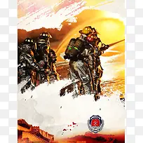 救火英雄中国消防公益海报背景素材