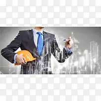 互联网商务科技建筑海报背景
