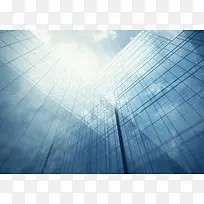蓝色商务大楼背景素材