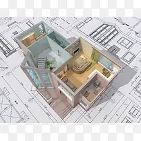 3D立体房屋模型背景