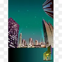 大气繁华城市绿色背景素材