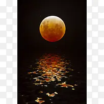 高清月亮水中倒影背景