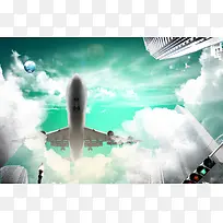 大气航空公司蓝色背景素材