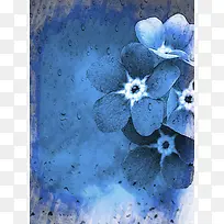 蓝色水彩花卉背景