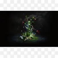神秘绿色梦幻背景
