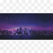 星空城市夜景背景