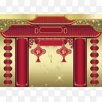 春节门头装饰海报PSD背景素材