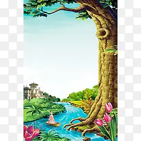 花园洋房美景地产背景模板