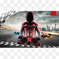 F1赛车速度与激情海报背景素材