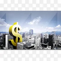 建筑金融符号高楼印刷背景