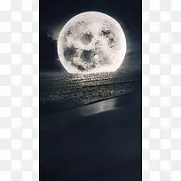 黑色大气月亮星空海报背景