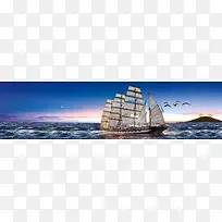 大海帆船广阔风景背景图