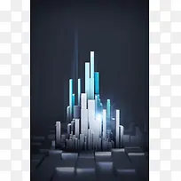 创意城市科技蓝色海报背景
