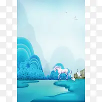 唯美湖景商务房地产背景素材