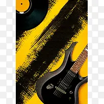 黄色大气吉他海报背景素材