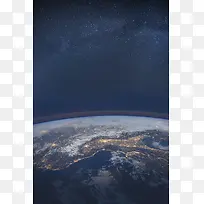 蓝色星空地球科技海报背景