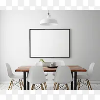 餐厅桌椅布置与空白画框