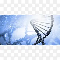 清新蓝色渐变DNA结构海报背景