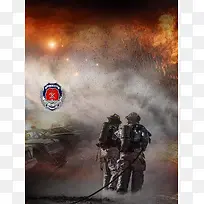 救火英雄中国消防公益海报背景素材