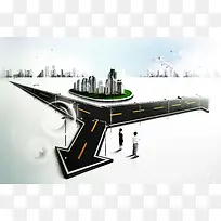 创意抉择路口背景素材