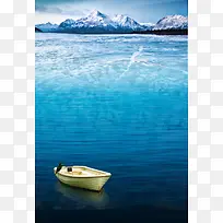 雪山湖水蓝色背景素材