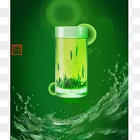 绿茶绿色清新海报背景