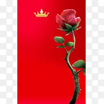 红色花朵女王节促销宣传海报背景素材