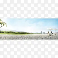 蓝天Banner背景