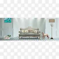 欧式建筑风格简约蓝色背景
