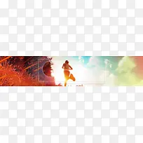 跑步运动清新红色海报banner背景