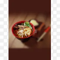 褐色木板美食促销海报背景