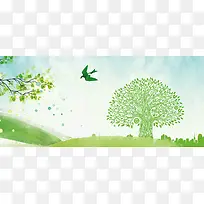 清新植树节背景海报banner