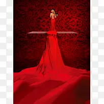 奢华长裙华丽红色背景素材