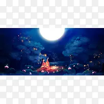 38妇女节梦幻浪漫渐变蓝色banner