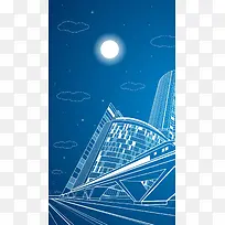 线描城市背景