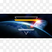 地球宇宙几何线条科幻设计海报背景