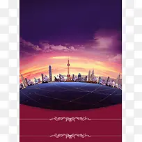 梦幻紫色城市背景