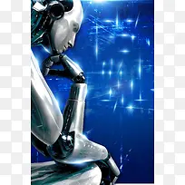 机器人引领未来招聘海报背景素材