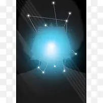 蓝色光线放射海报