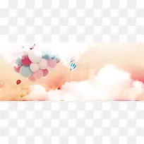 淘宝浪漫粉色汽球背景banner
